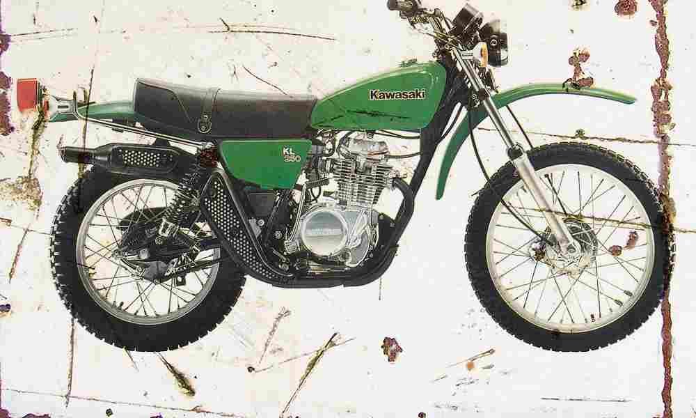 Kawasaki KL250 1978 Aged Vintage A4 Photo Print