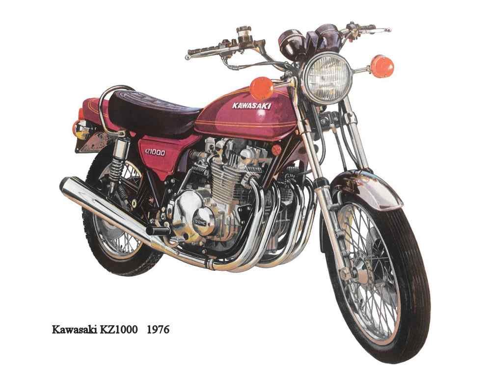 Kawasaki KZ1000 1976 motorbike A4 Photo Print