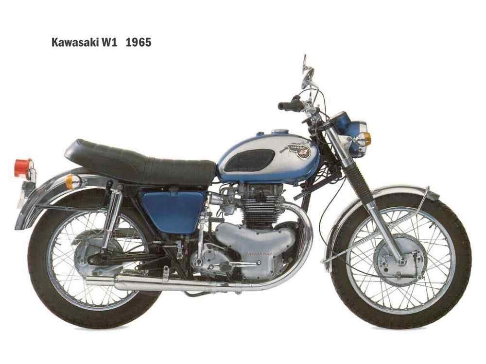 Kawasaki W1 1965 motorbike A4 Photo Print