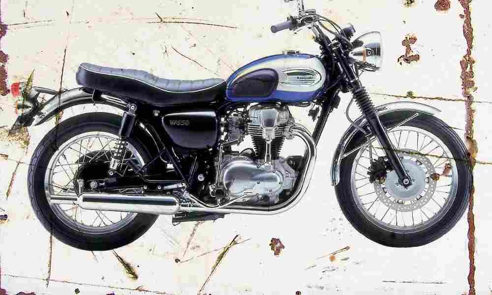 Kawasaki W650 1999 Aged Vintage A4 Photo Print