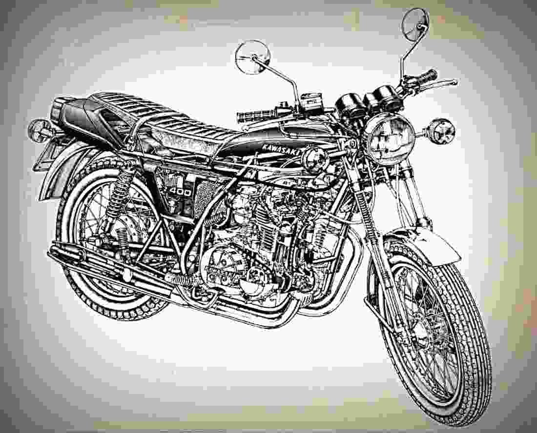 Kawasaki Z 400 1974 2 motorbike A4 Photo Print