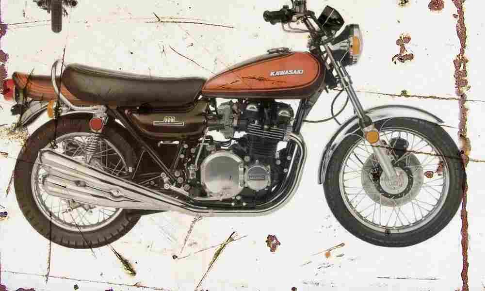 Kawasaki Z1 1972 Aged Vintage A4 Photo Print