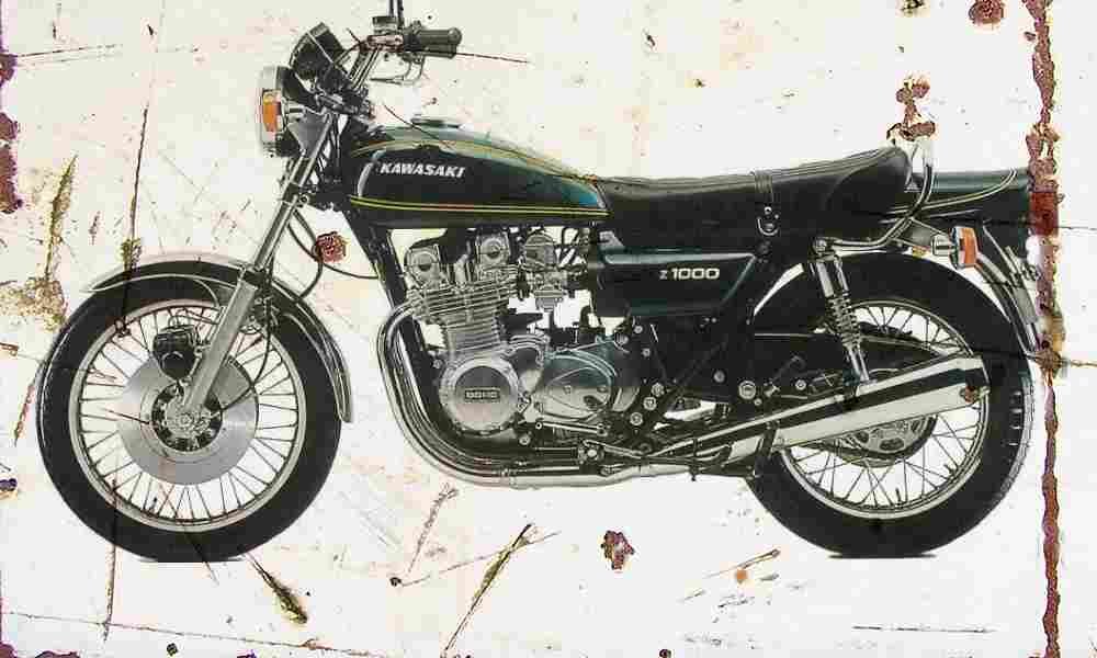 Kawasaki Z1000 1977 Aged Vintage A4 Photo Print