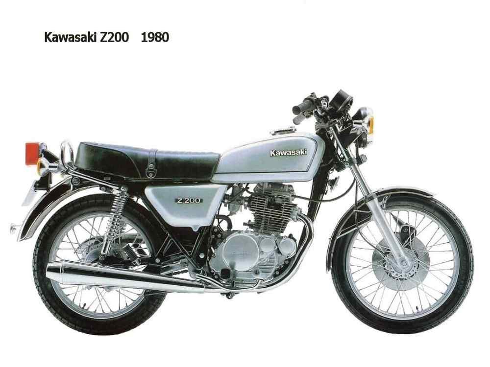 Kawasaki Z200 1980 motorbike A4 Photo Print