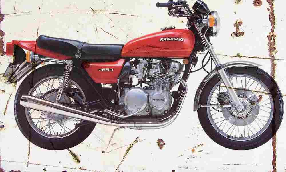 Kawasaki Z650 1977 Aged Vintage A4 Photo Print