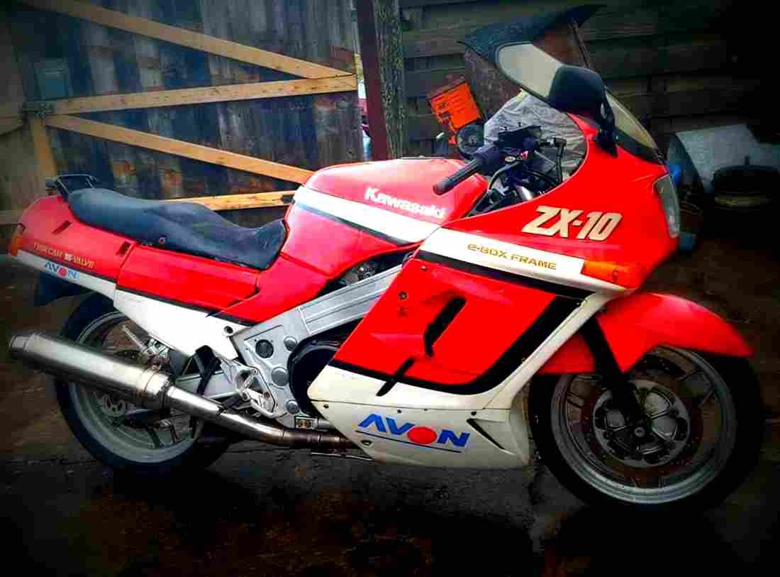 Kawasaki ZX 10 (reduced effect) 1988 2 motorbike A4 Photo Print