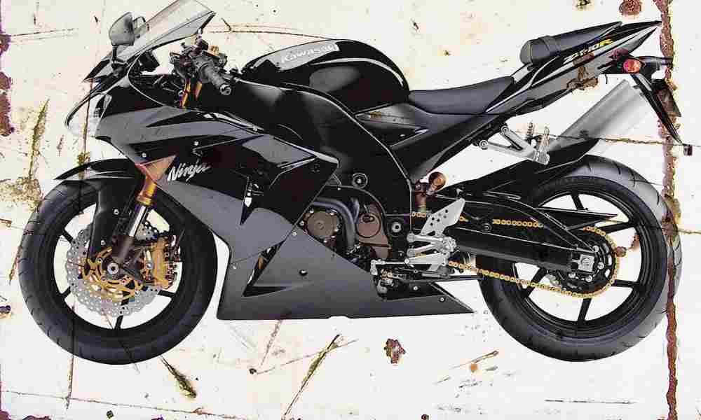 Kawasaki ZX 10R 2004 Aged Vintage A4 Photo Print