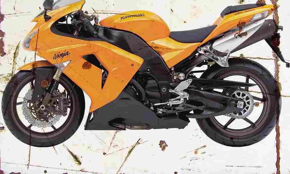 Kawasaki ZX 10R 2006 Aged Vintage A4 Photo Print