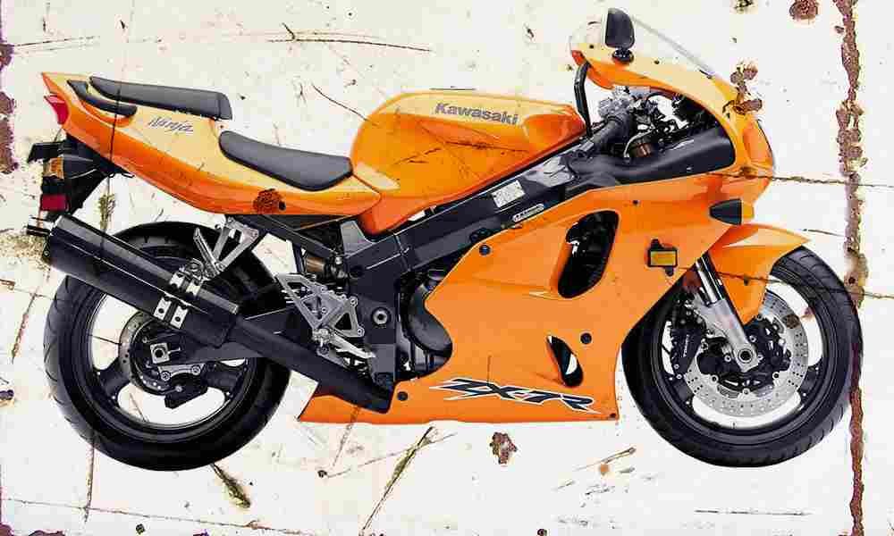 Kawasaki ZX 7R 2003 Aged Vintage A4 Photo Print