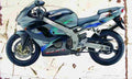 Kawasaki ZX 9R 2001 Aged Vintage A4 Photo Print