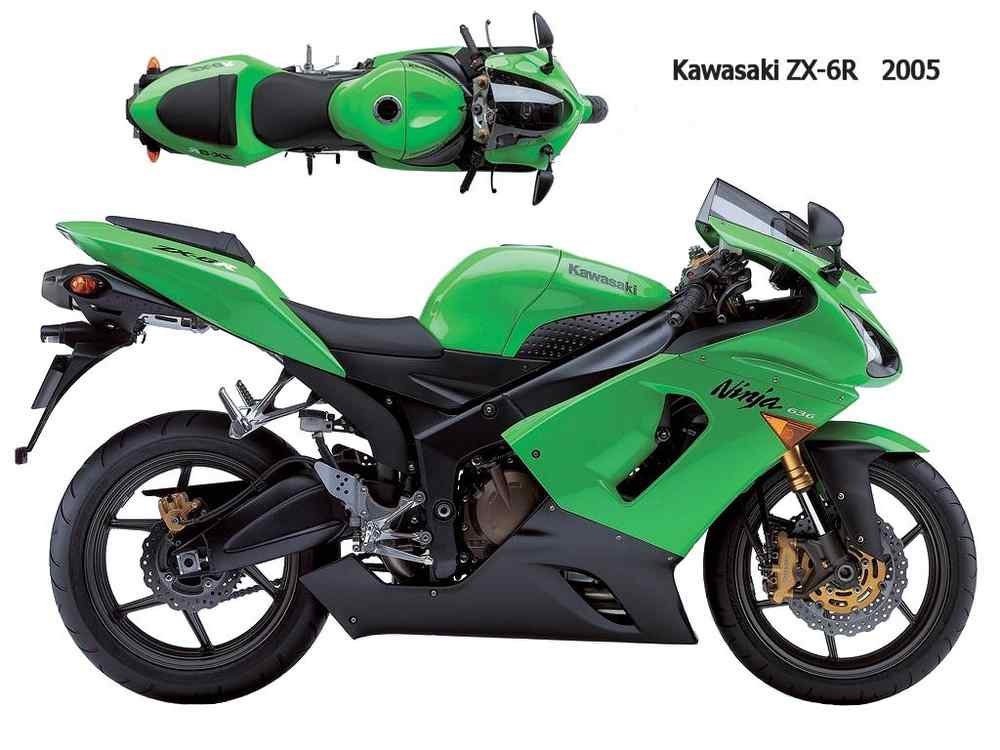 Kawasaki ZX6R 2005 motorbike A4 Photo Print