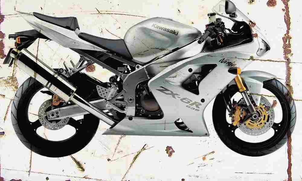 Kawasaki ZX6R 636 2004 Aged Vintage A4 Photo Print