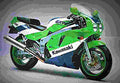 Kawasaki ZXR 750 1990 2 motorbike A4 Photo Print