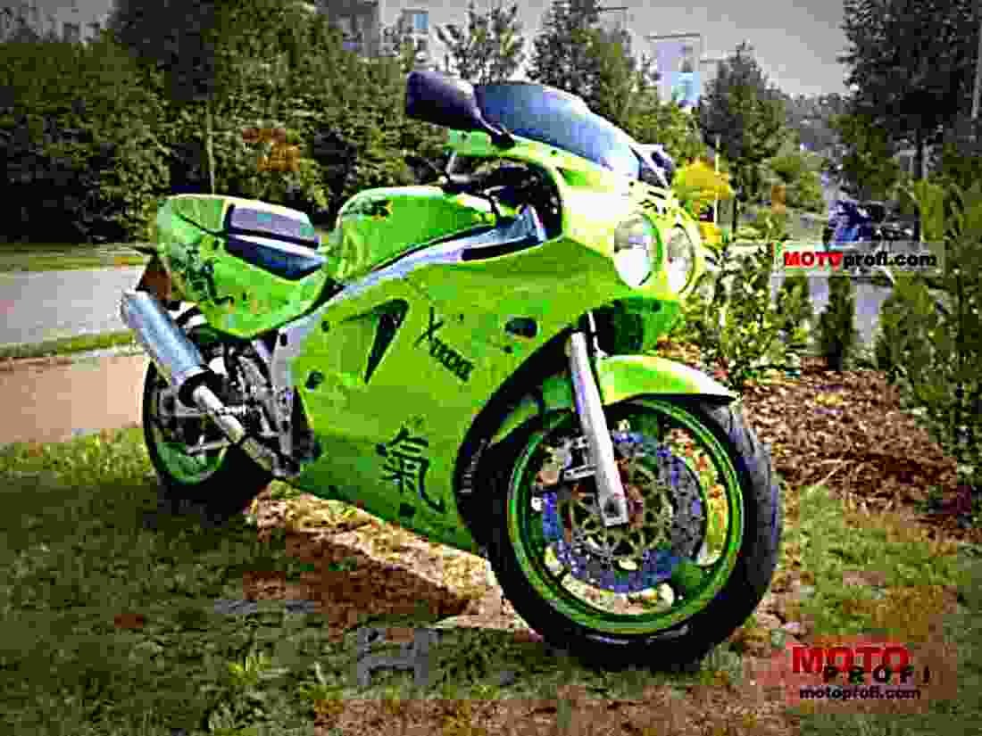 Kawasaki ZXR 750 R (reduced effect) 1991 3 motorbike A4 Photo Print