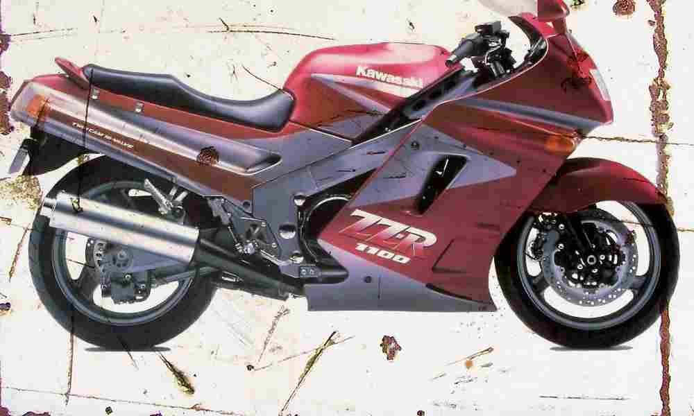 Kawasaki ZZ R1100 1990 Aged Vintage A4 Photo Print