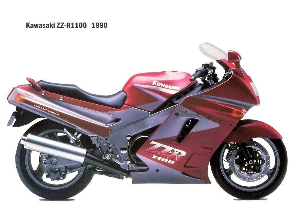 Kawasaki ZZ R1100 1990 motorbike A4 Photo Print