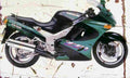 Kawasaki ZZ R1100 1993 Aged Vintage A4 Photo Print