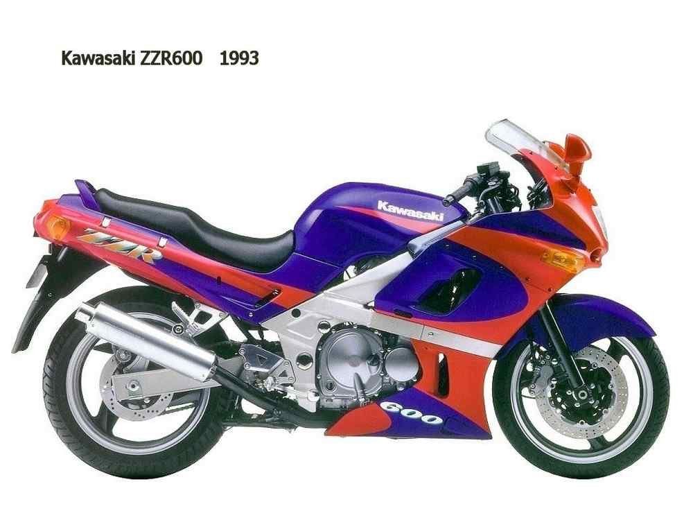 Kawasaki ZZR600 1993 motorbike A4 Photo Print