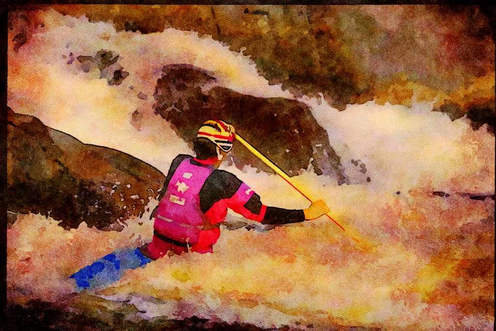 Kayak Canoes 155002 White Water Canoe Rouge River, Quebec A4 Limited Edition Watercolour Print