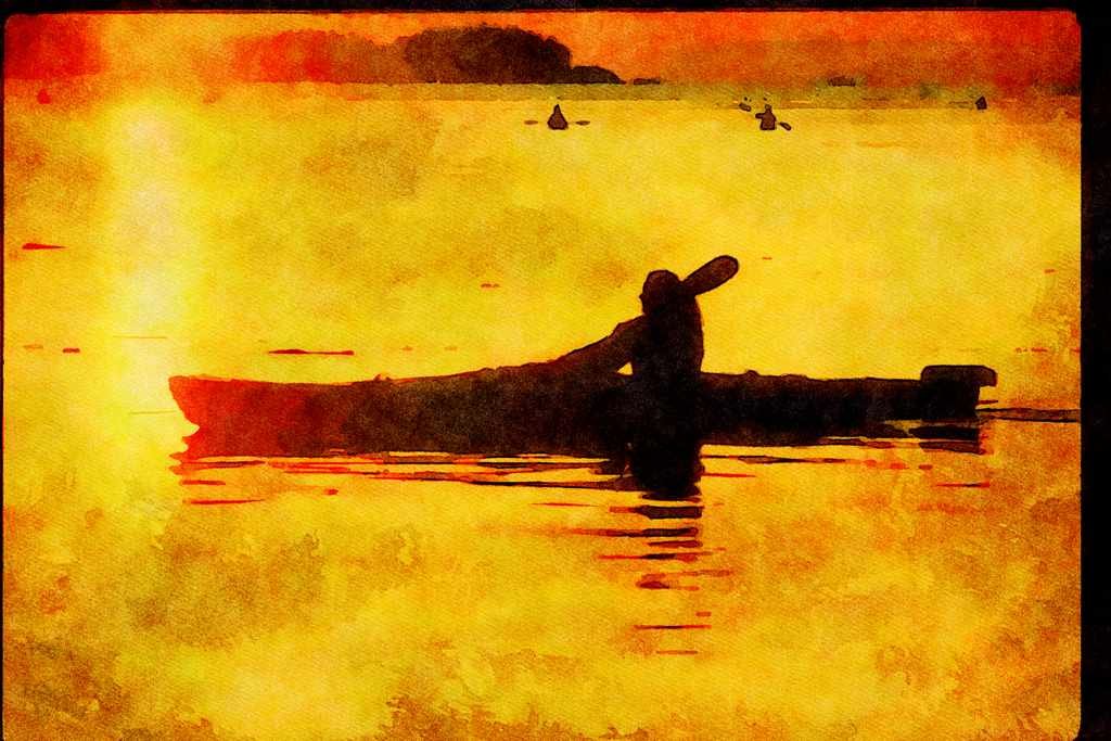 Kayak Canoes 155011 Ocean Kayaking Vancouver Island, B.C. A4 Limited Edition Watercolour Print