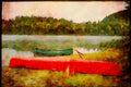 Kayak Canoes 155014 Canoes Dumoine River, Quebec A4 Limited Edition Watercolour Print