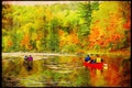 Kayak Canoes 155018 Fall Canoeing Quebec A4 Limited Edition Watercolour Print