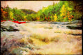 Kayak Canoes 155022 Canoe In Rapids Quebec A4 Limited Edition Watercolour Print