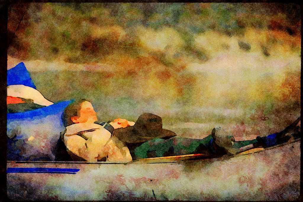 Kayak Canoes 155037 Snoozing Canoeist A4 Limited Edition Watercolour Print