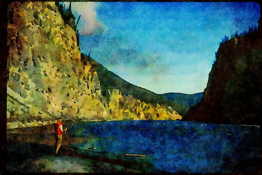 Kayak Canoes 155038 Solo Canoeist N.W.T. A4 Limited Edition Watercolour Print