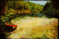 Kayak Canoes 155045 Chicoutimi River, Quebec A4 Limited Edition Watercolour Print