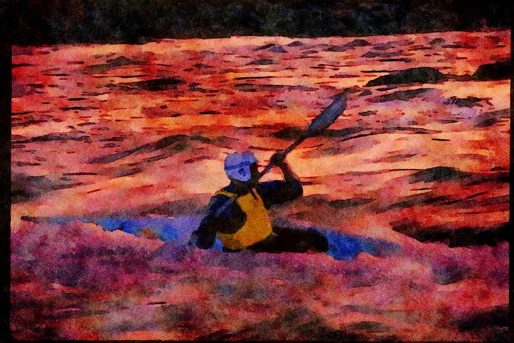 Kayak Canoes 155050 Kayaker Baffin Island A4 Limited Edition Watercolour Print