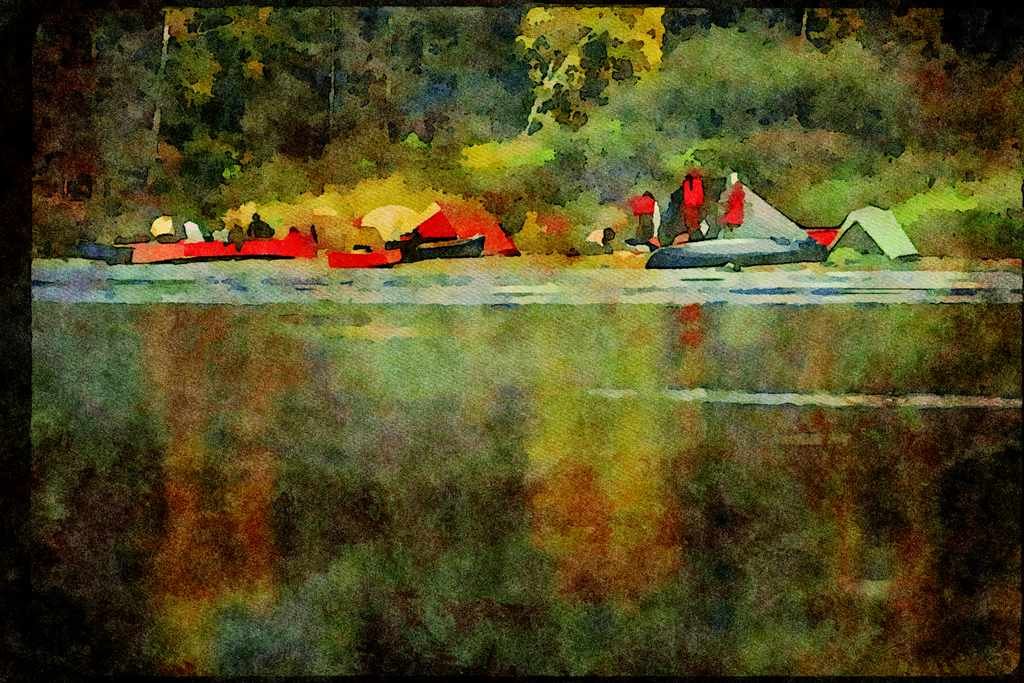 Kayak Canoes 155055 Canoe Campers Quebec A4 Limited Edition Watercolour Print