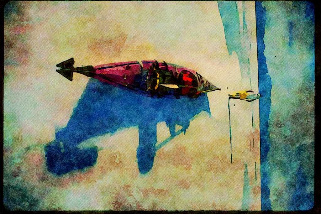 Kayak Canoes 155070 Hauling Kayak On Ice A4 Limited Edition Watercolour Print