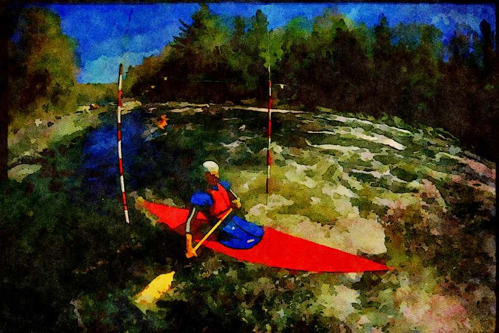 Kayak Canoes 155073 White Water Slalom Racing A4 Limited Edition Watercolour Print