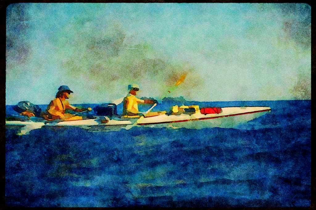 Kayak Canoes 155081 Ocean Kayaking doubles A4 Limited Edition Watercolour Print