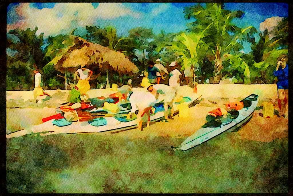 Kayak Canoes 155083 Ocean Kayaking Belize A4 Limited Edition Watercolour Print