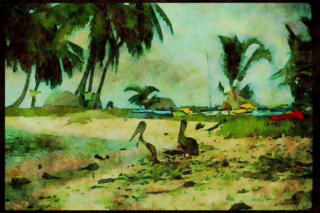 Kayak Canoes 155087 Kayak camping Belize A4 Limited Edition Watercolour Print