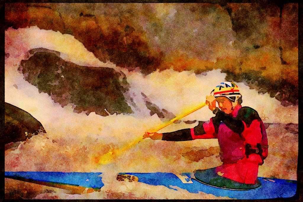 Kayak Canoes 155095 White Water Canoe Rouge River, Quebec A4 Limited Edition Watercolour Print