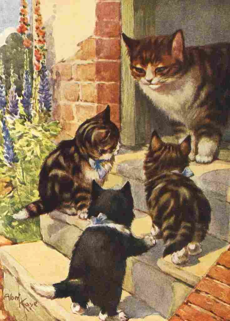 Kaye Albert My Lovely Big Book 1930s Cat with kittens A4 Photo Print