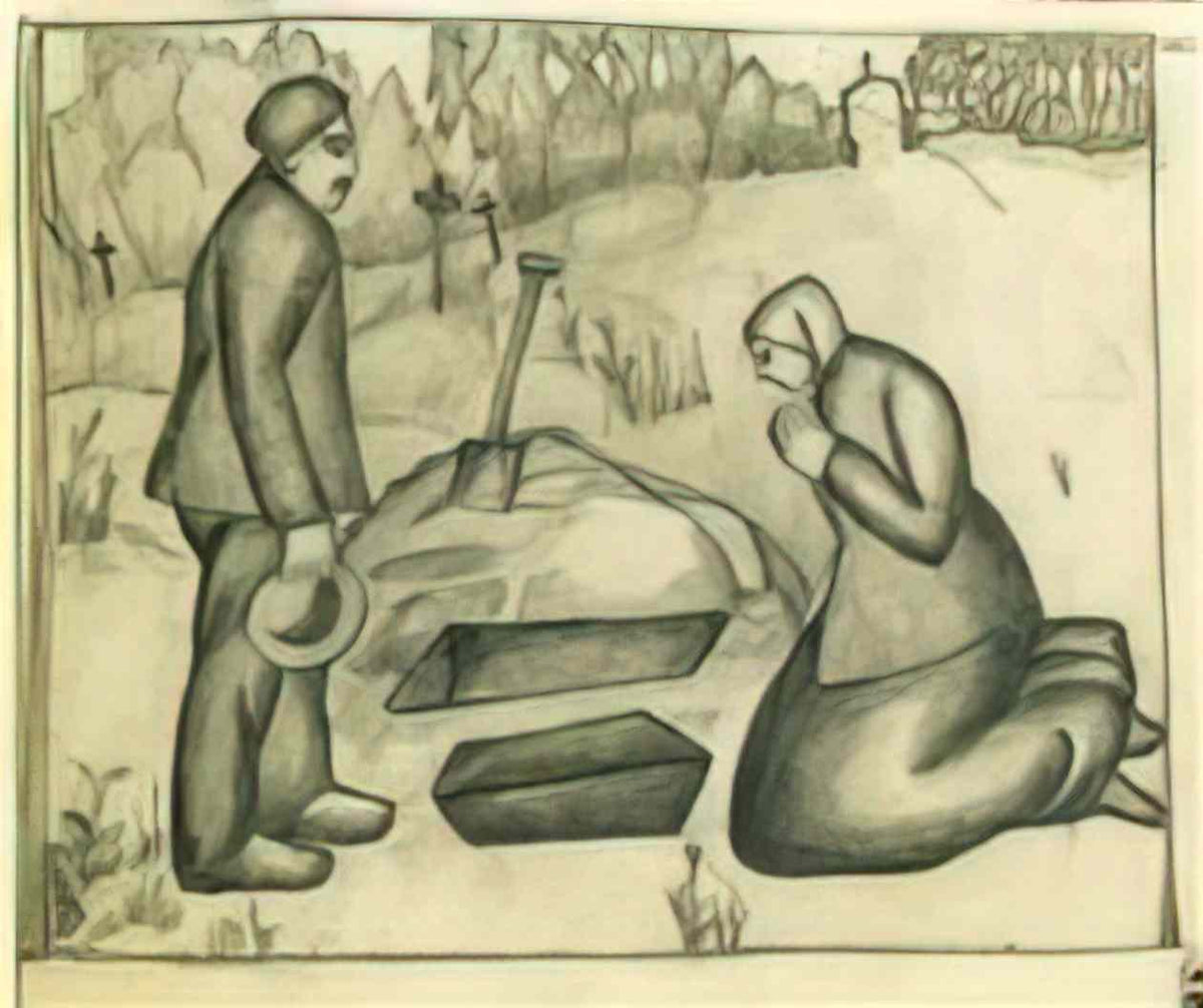 Kazimir Malevich on the cemetery 1911 Art A4 Photo Print