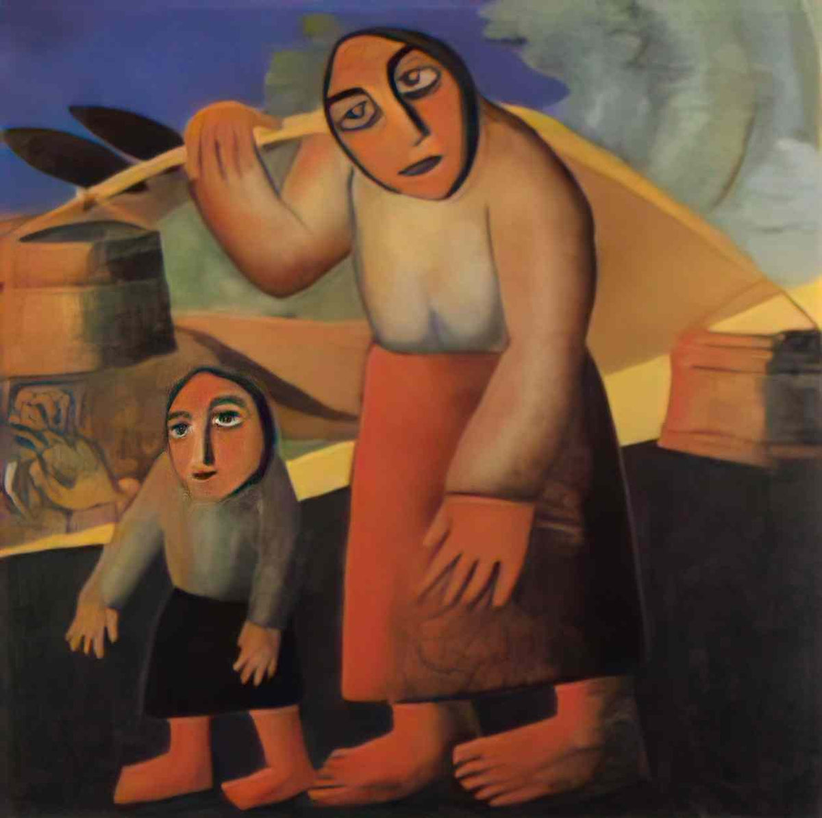 Kazimir Malevich peasant woman with buckets and a child Art A4 Photo Print