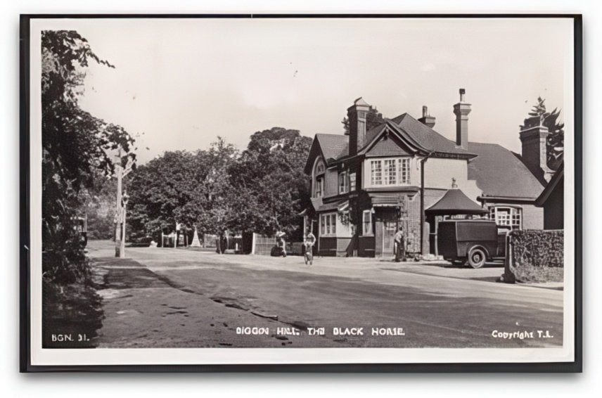 Kent Biggin Hill Main Road The Black Horse Pub From Road By Bus Stop Vintage A4 Photo Print