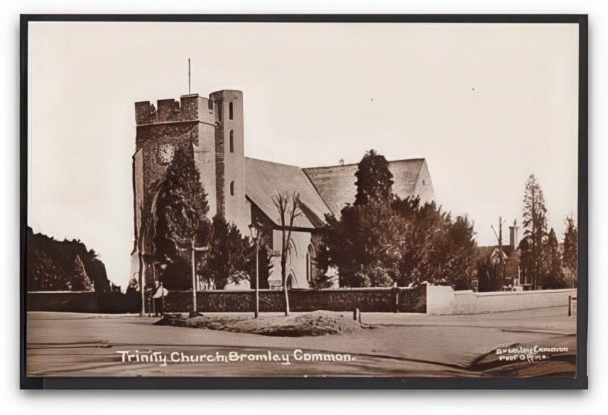Kent Bromley Common Trinity Church 2 Workmen Chat By Signpost Vintage A4 Photo Print