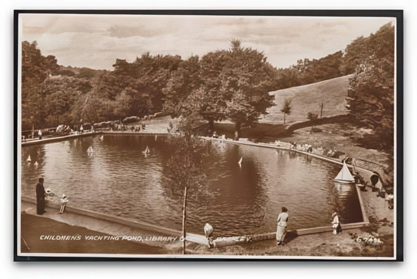 Kent Bromley Library Gardens Childrens Yachting Pond Model Boats Vintage A4 Photo Print