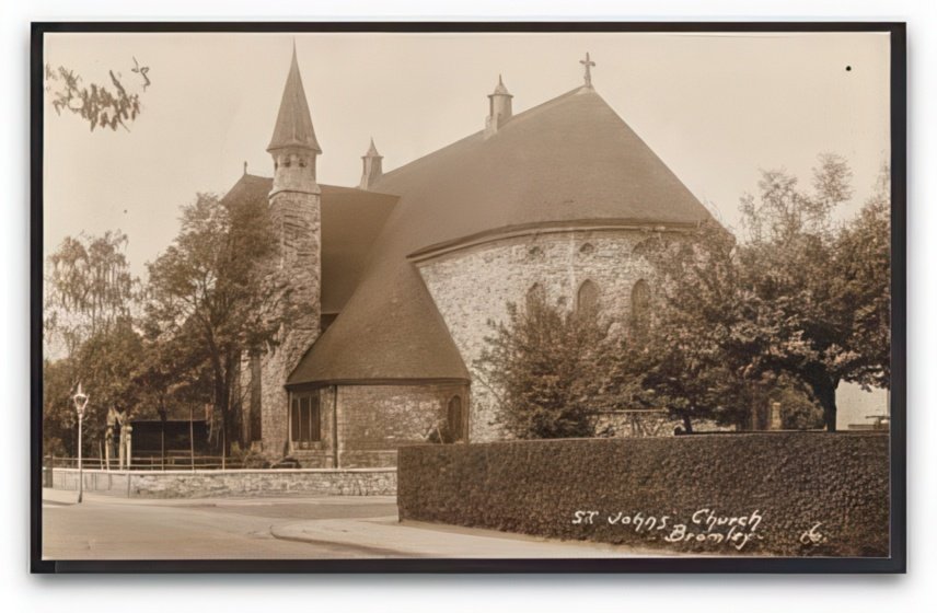 Kent Bromley St Johns Church On Road Junction Vintage A4 Photo Print