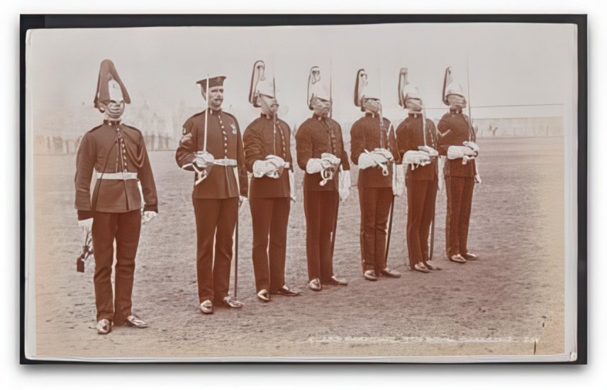Kent Canterbury 7th Royal Dragoon Guards Parading 7 Soldiers Vintage A4 Photo Print