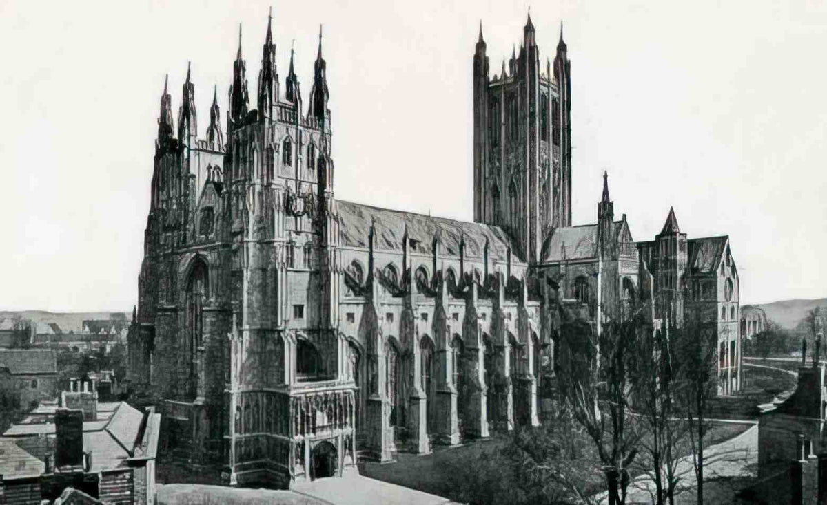 Kent Canterbury Cathedral SW c1918 Vintage A4 Photo Print