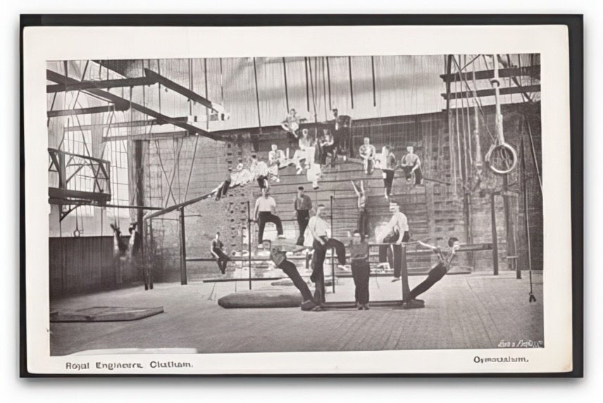 Kent Chatham Dockyard Royal Engineers Pose In The Gymnasium Vintage A4 Photo Print