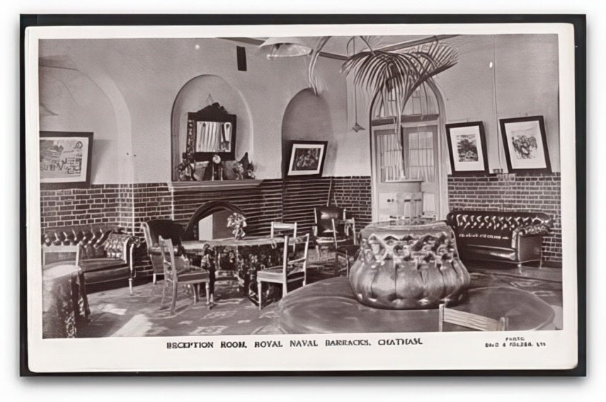 Kent Chatham Royal Naval Barracks Reception Room Potted Palm Vintage A4 Photo Print