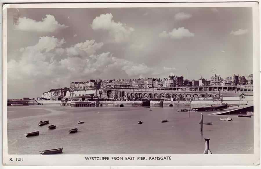 Kent England Ramsgate Westcliffe From East Pier Vintage A4 Photo Print